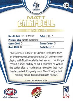 2007 Select AFL Supreme #102 Matt Campbell Back